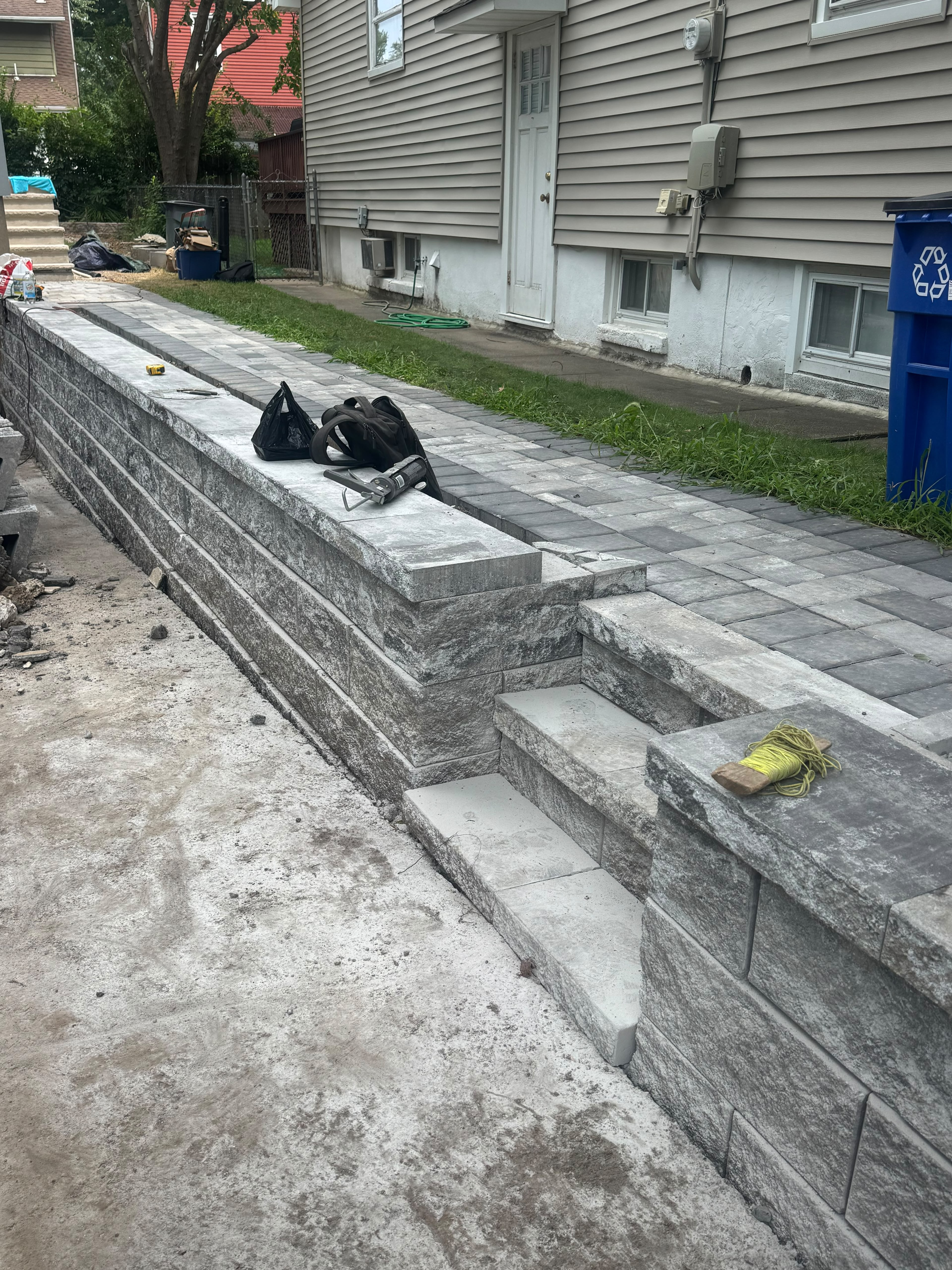 Concrete footing for retaining wall in Bloomfield NJ
