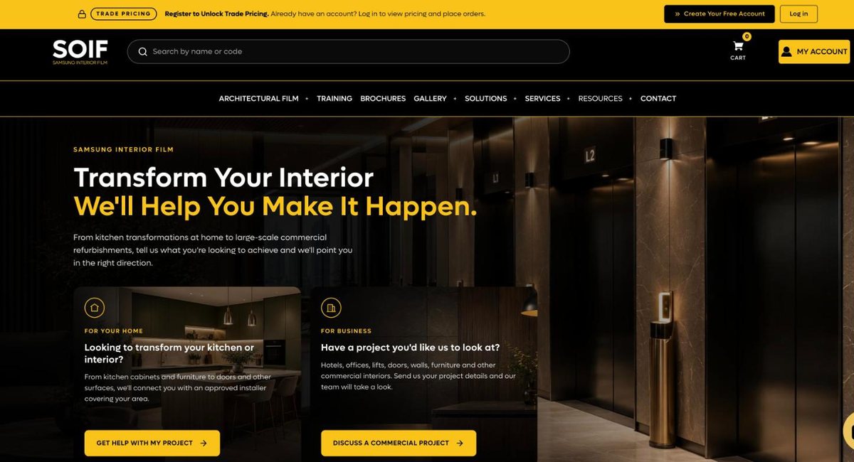 SOIF Samsung Interior Film website homepage