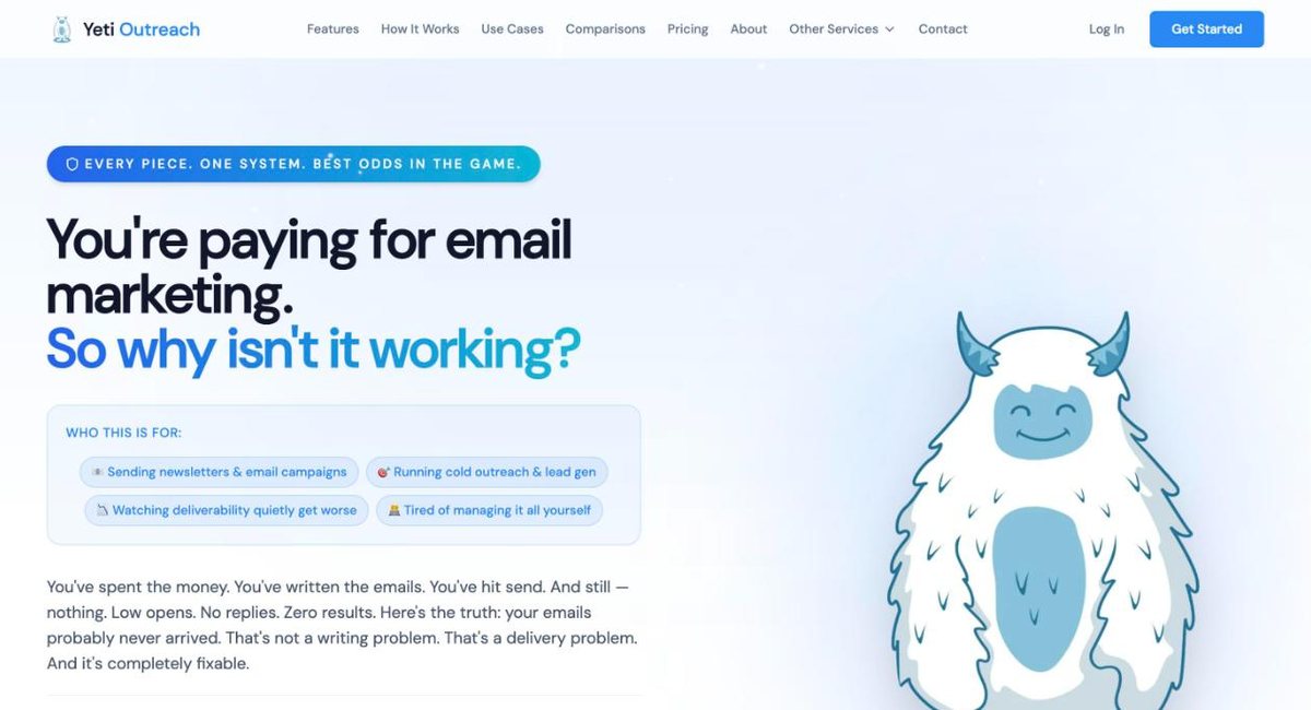 Yeti Outreach website homepage