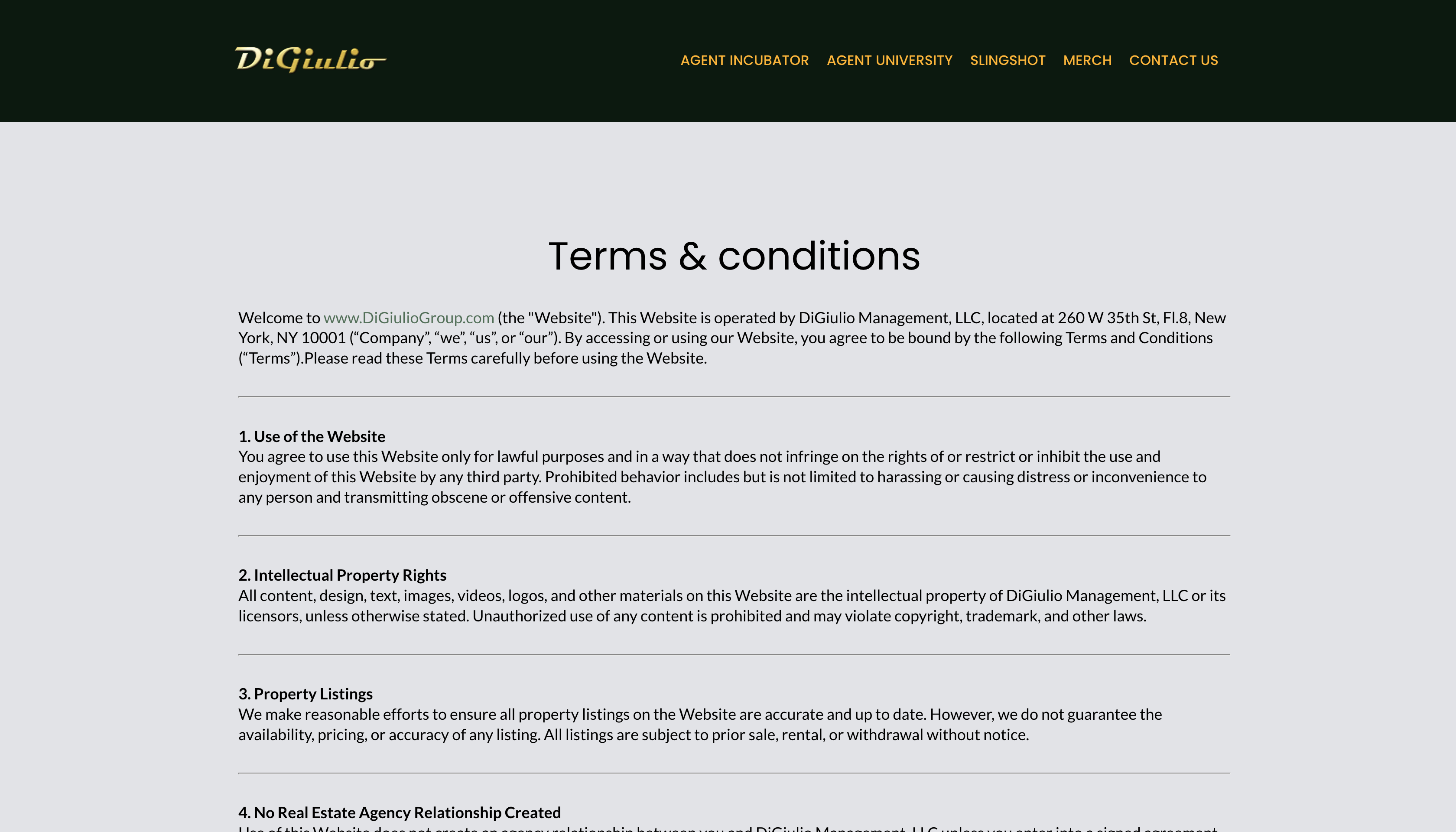 DiGiulio Group Terms and Conditions - User Agreement & Policies
