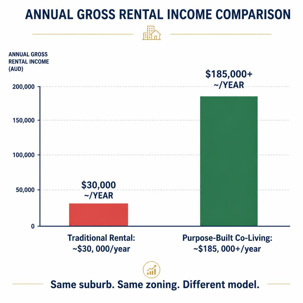 Yield Comparison, Traditional vs Co-Living
