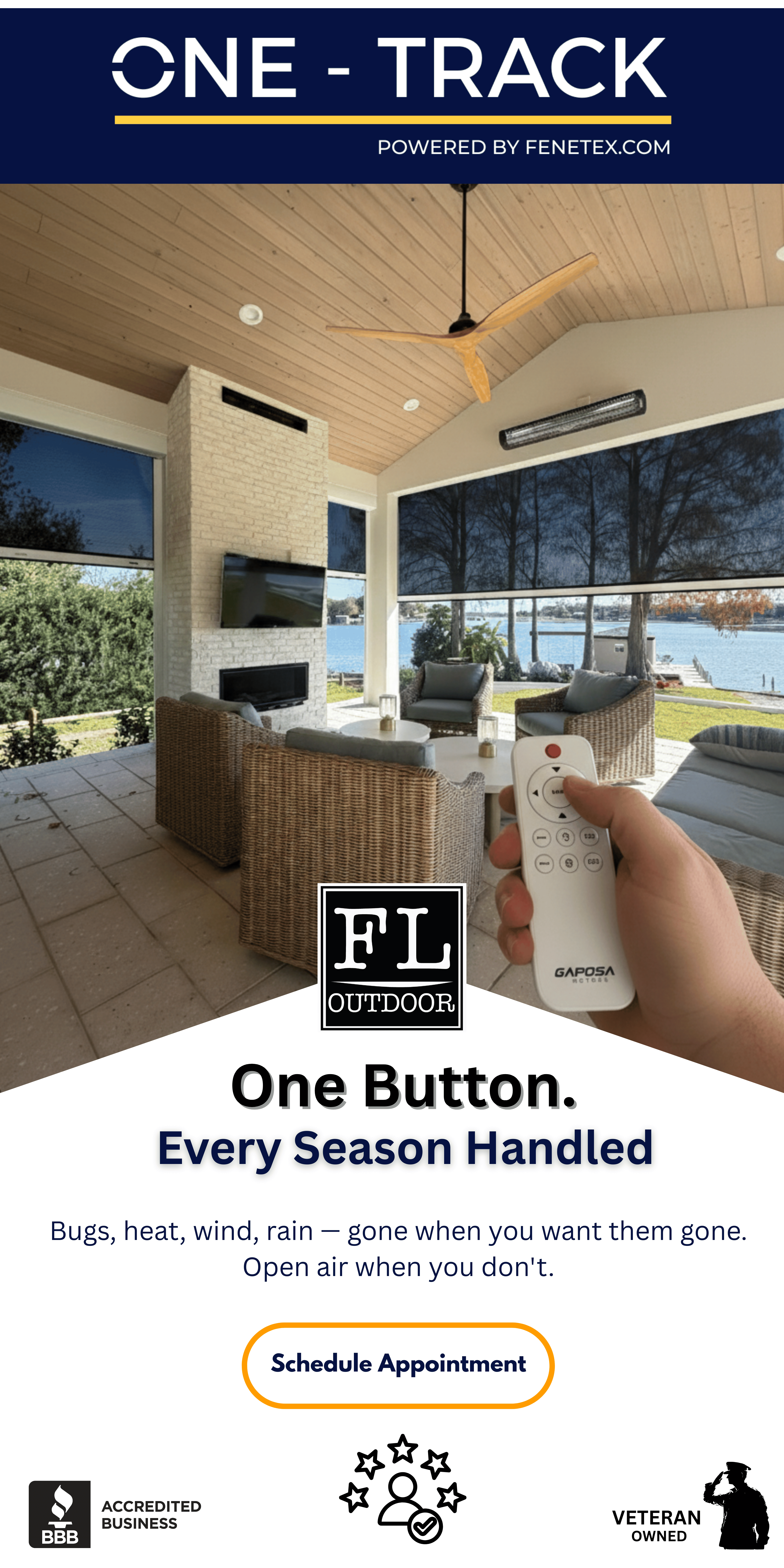 Banner add for onetrack motorized screens by florida living outdoo Banner add for onetrack motorized screens by florida living outdoo