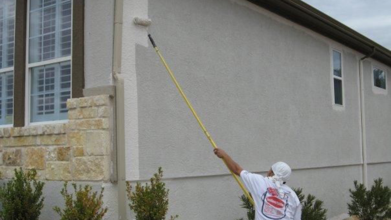 Stucco base coat application