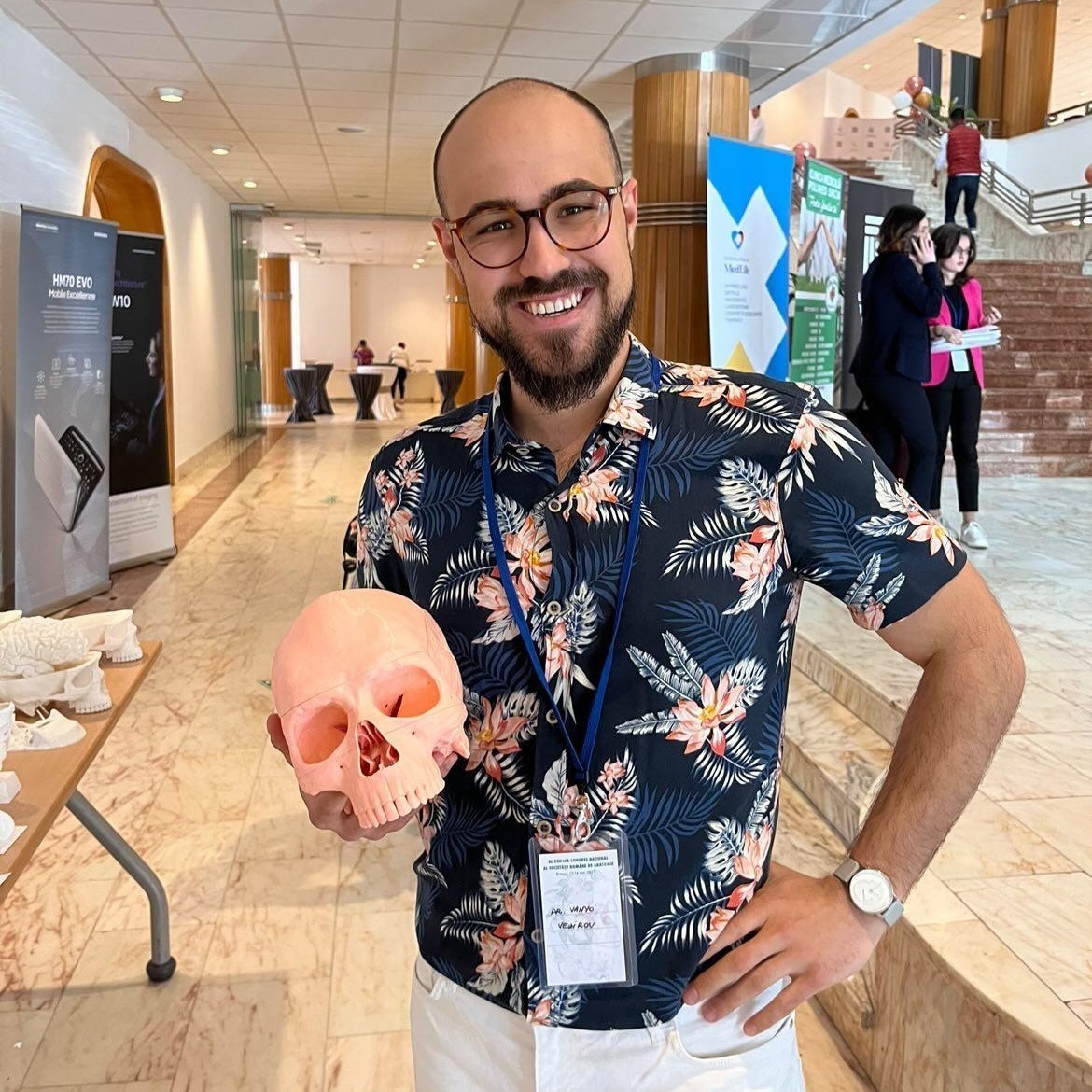 Dr. Vezirov with a skull model