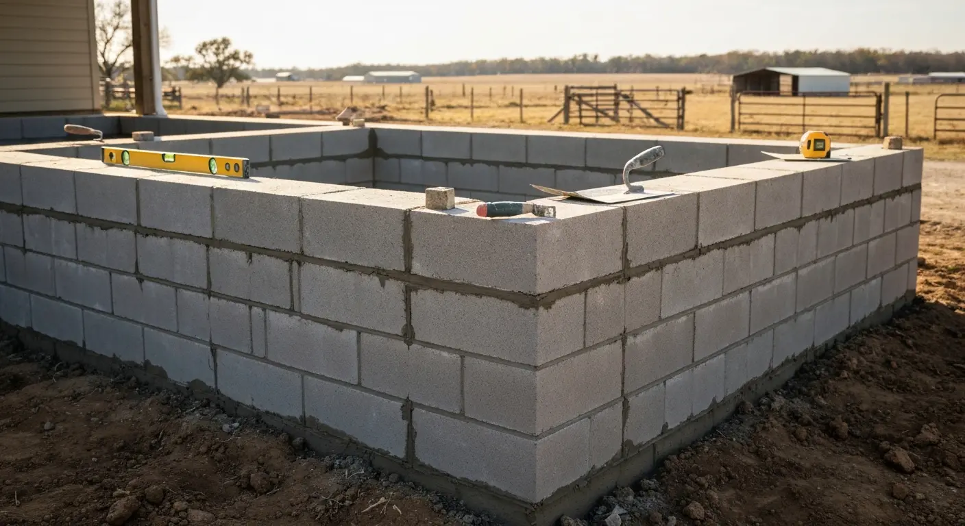 CMU block foundation work