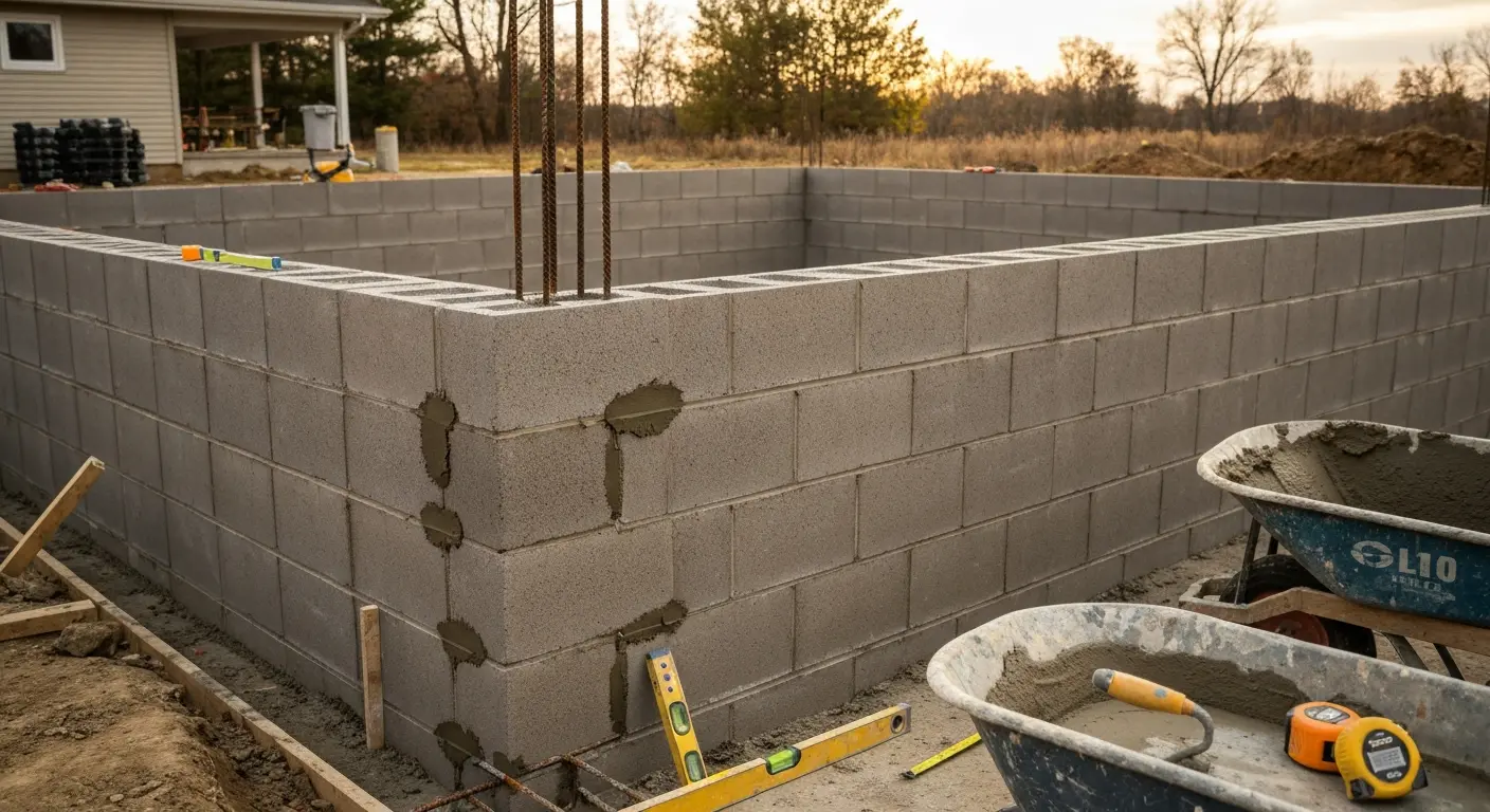 Masonry block wall installation