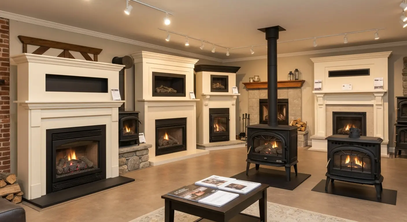 Fireplace showroom displays and options