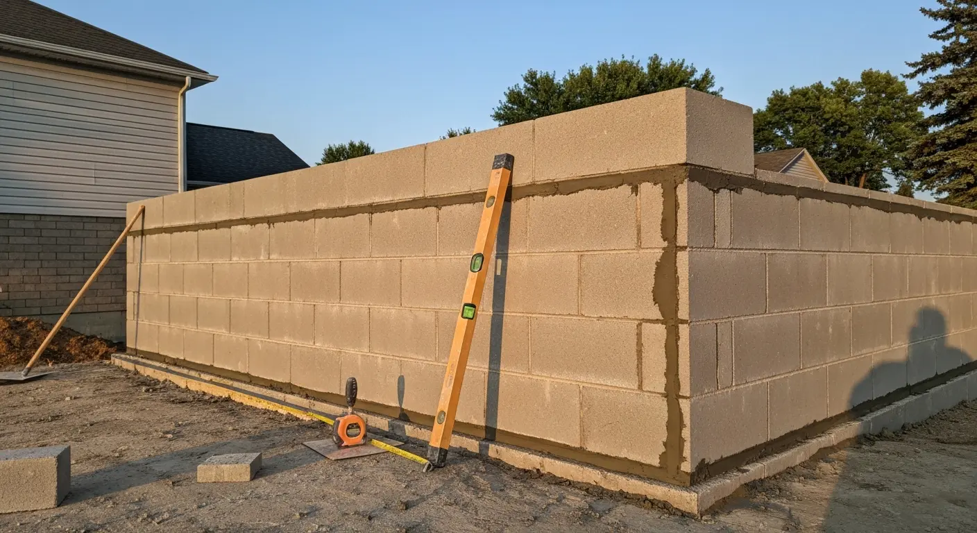 Block wall construction