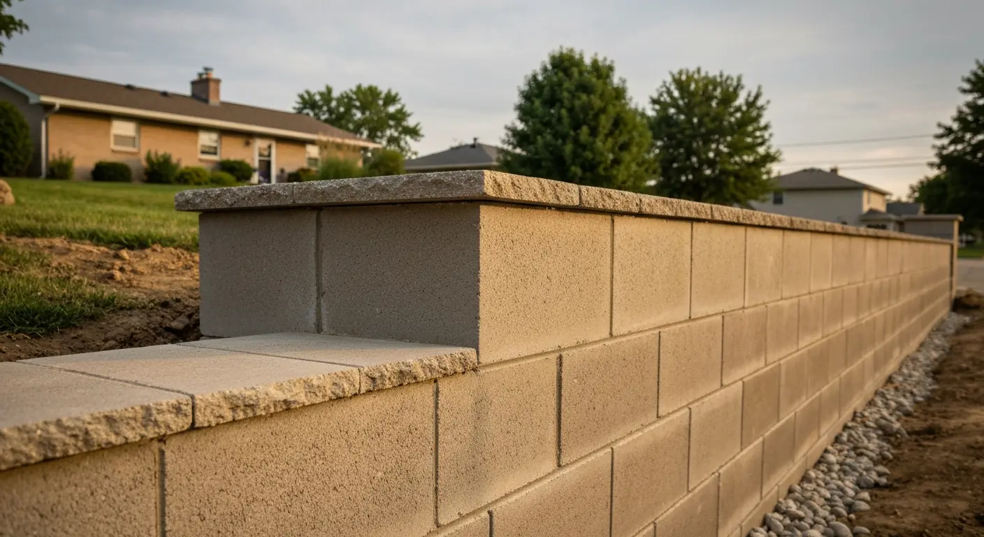 Retaining wall built with CMU blocks