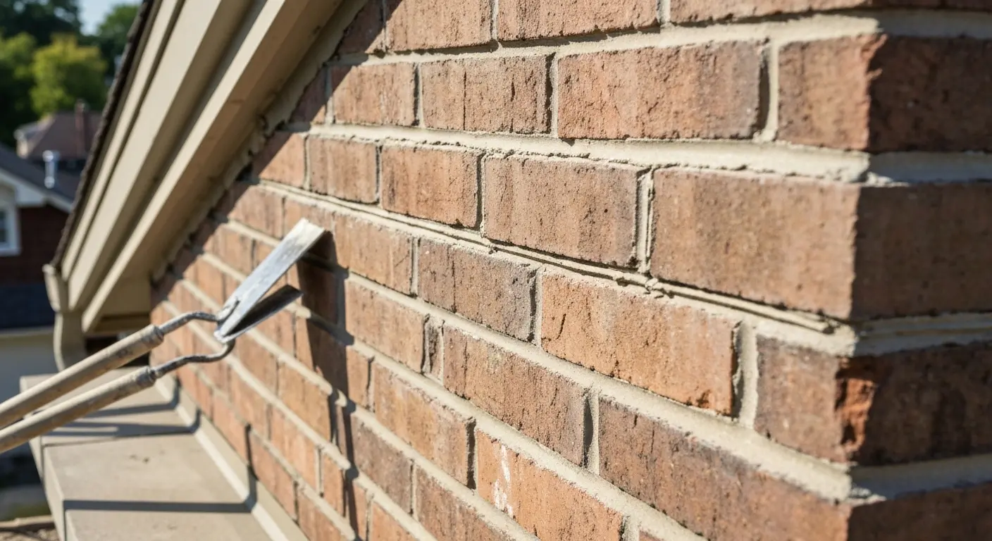 Tuckpointing work on mortar joints