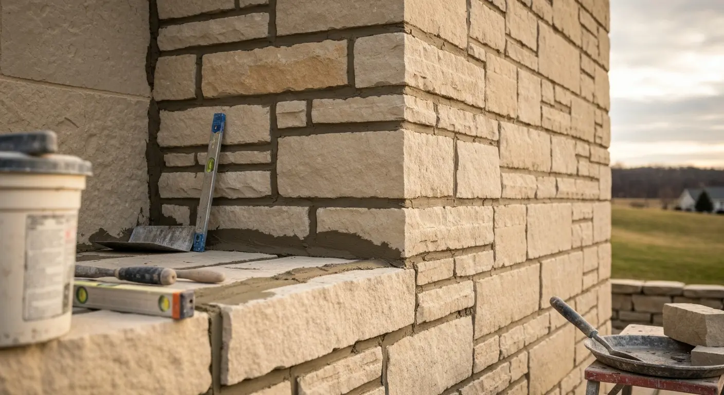 Stone masonry work in Platteville
