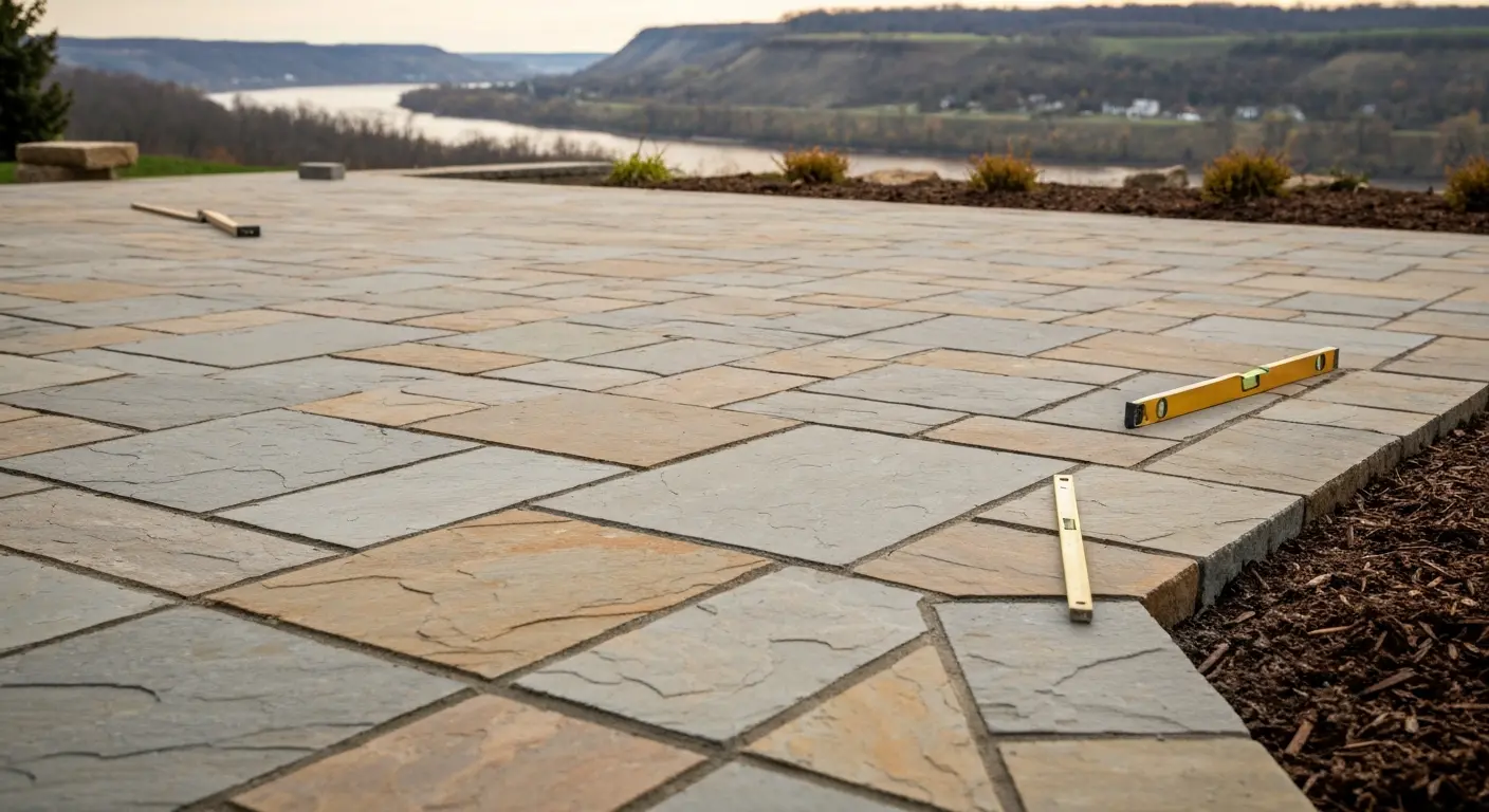 Stone patio installation