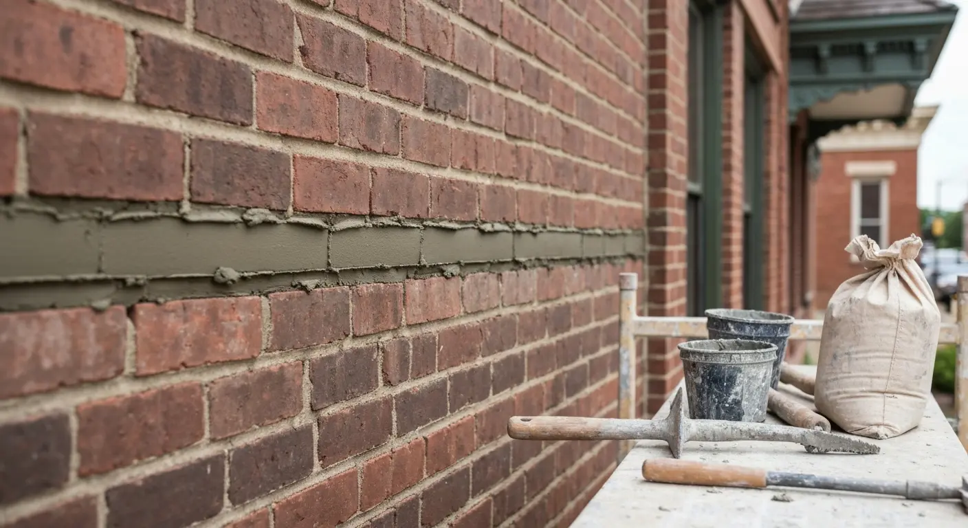 Tuckpointing and brick repair detail