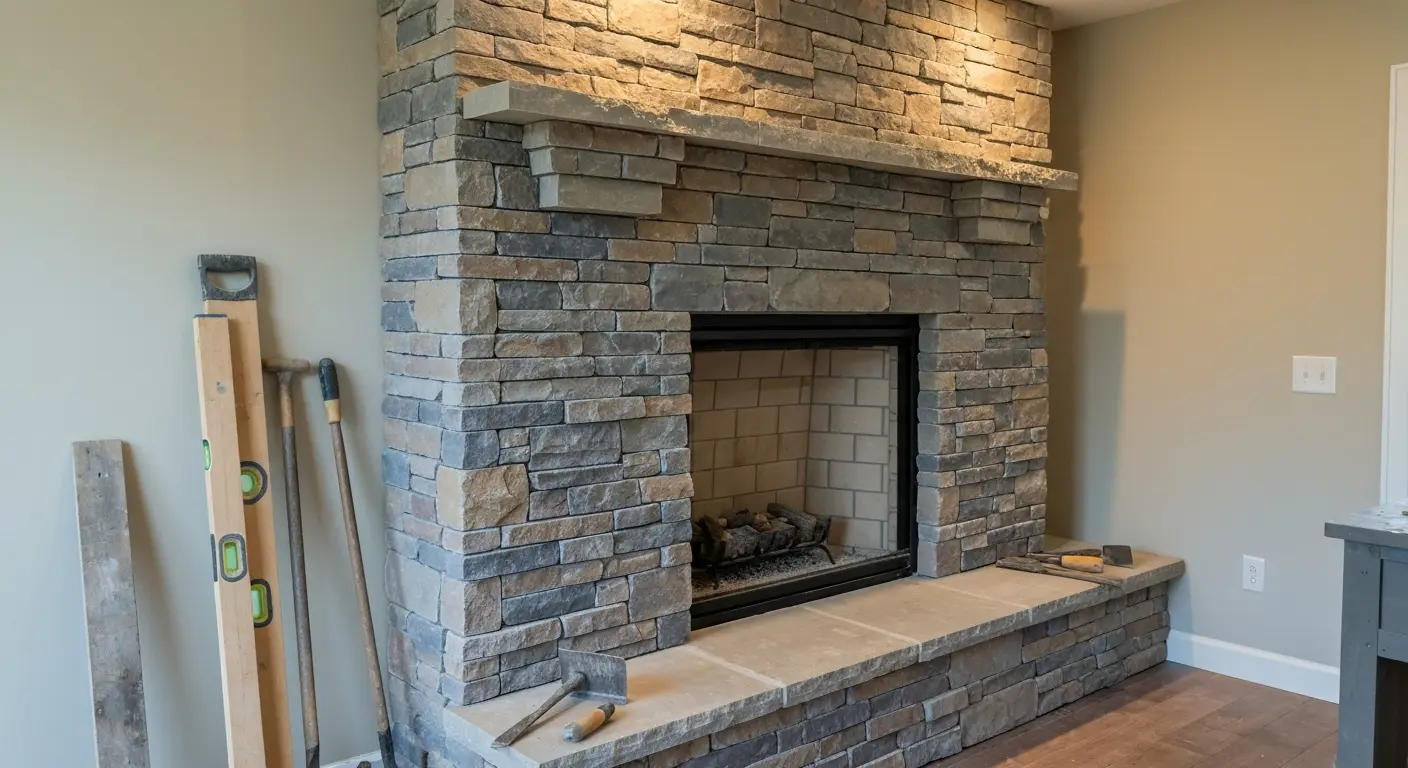 Stone fireplace project
