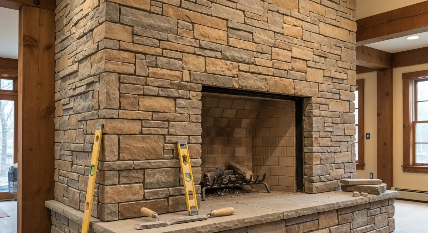 Stone fireplace project