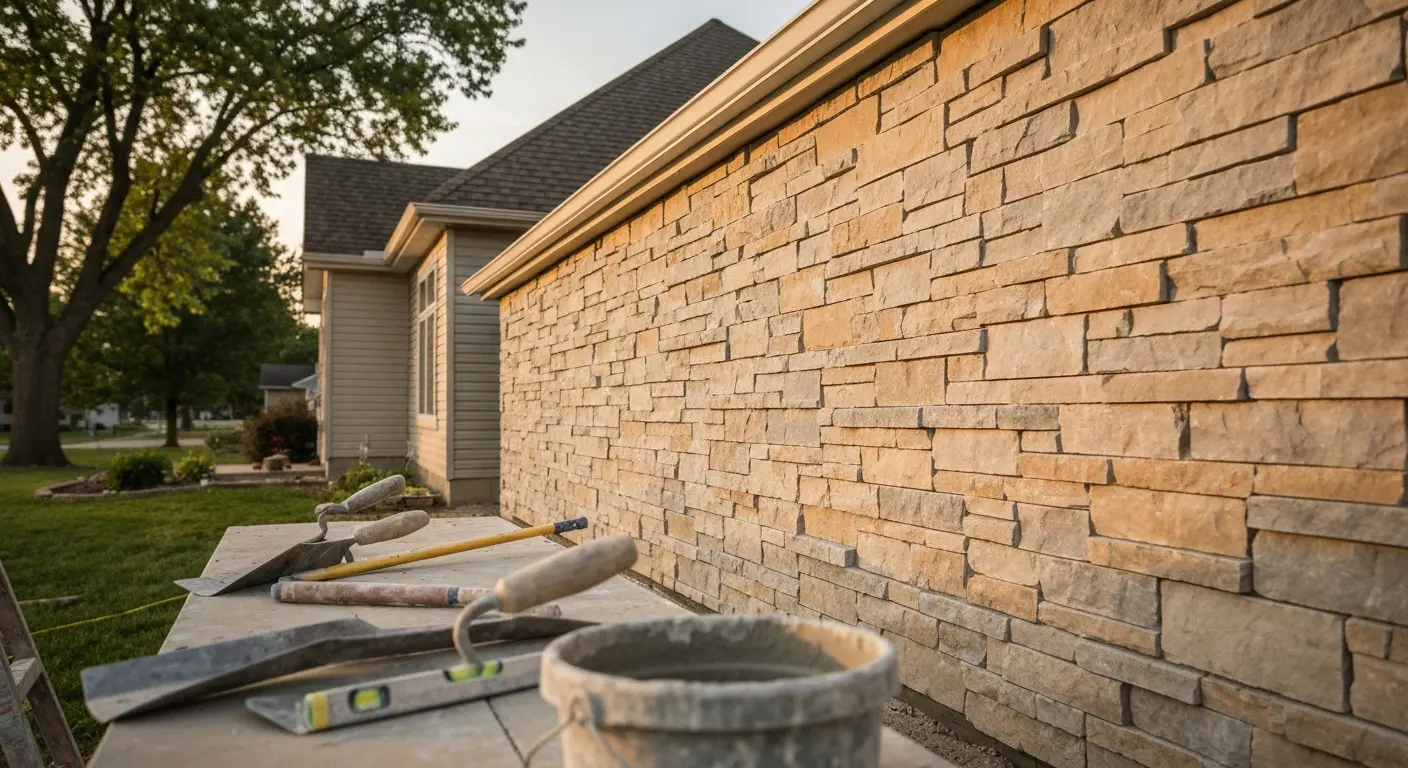 Stone veneer installation