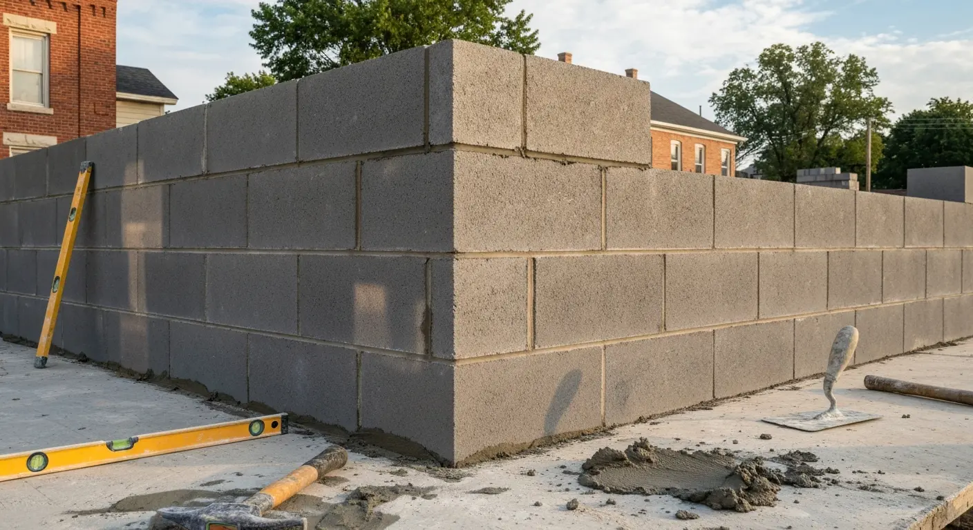 CMU block wall installation