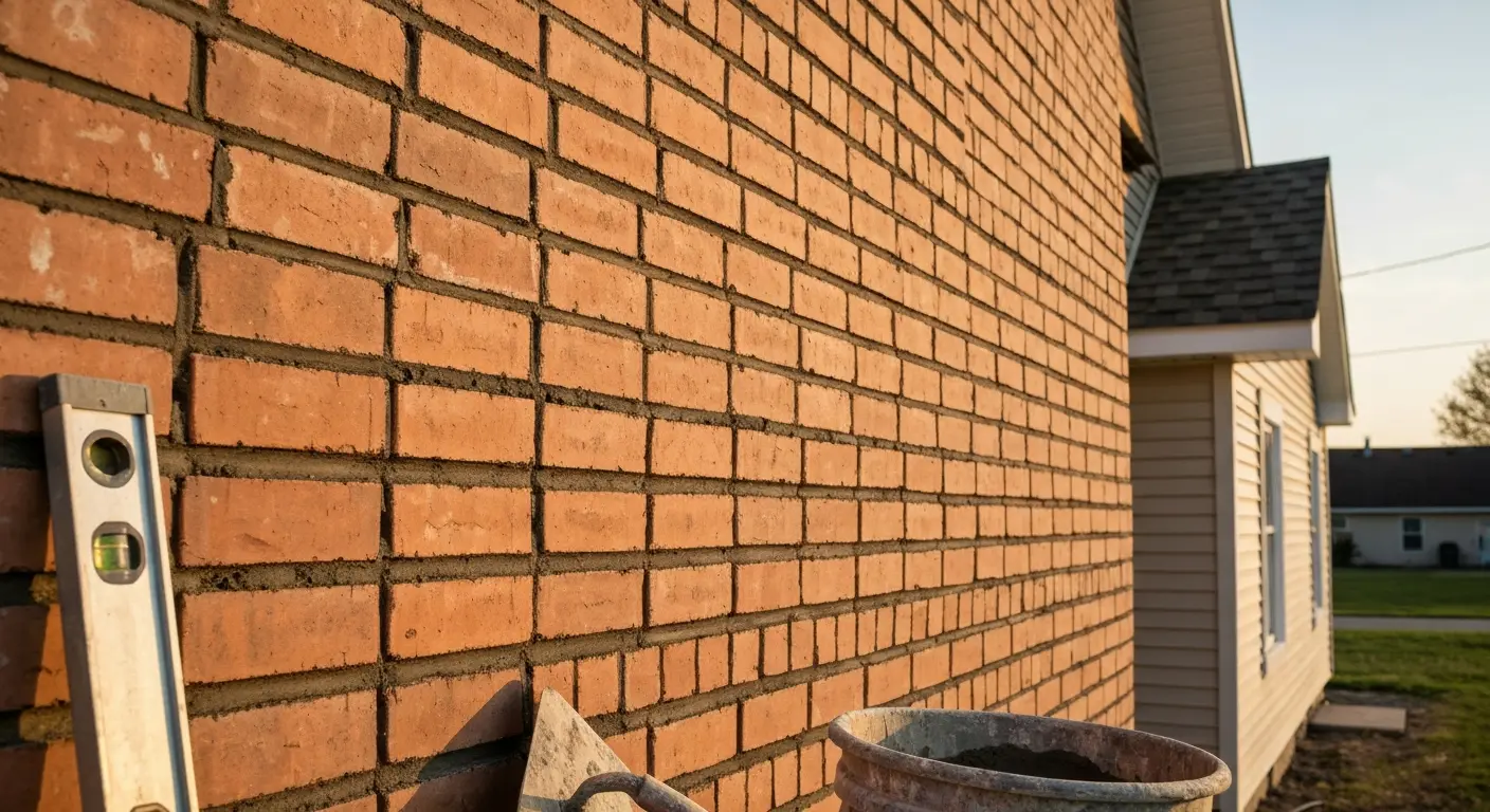 Brick installation on farmhouse