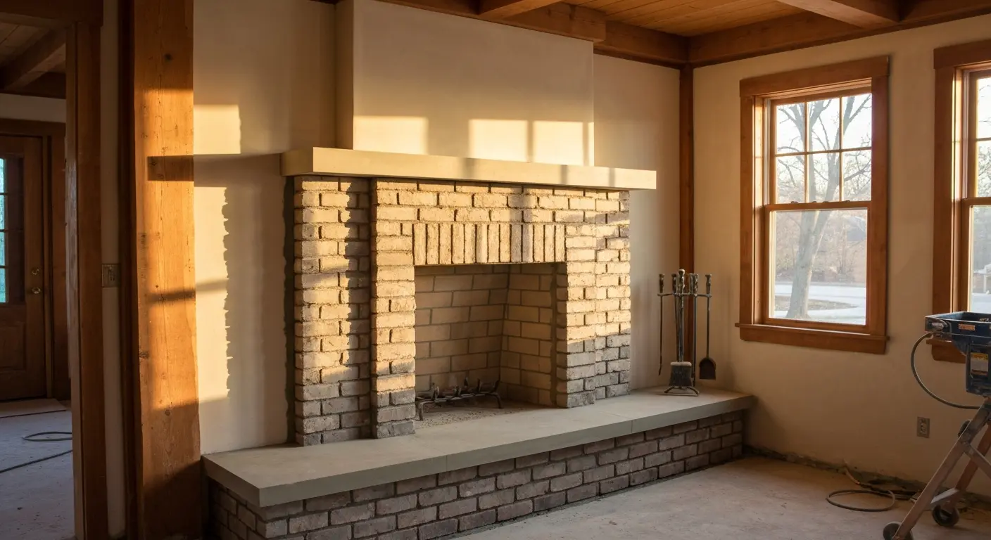 Custom masonry fireplace installation