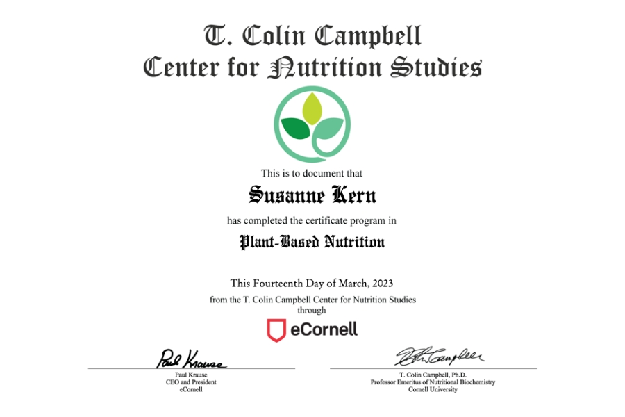 Plant-based nutrition certificate