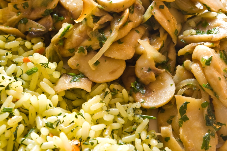 fried rice and mushrooms