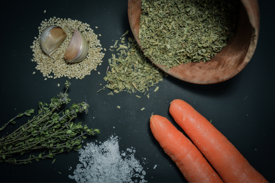 Carrots and herbs