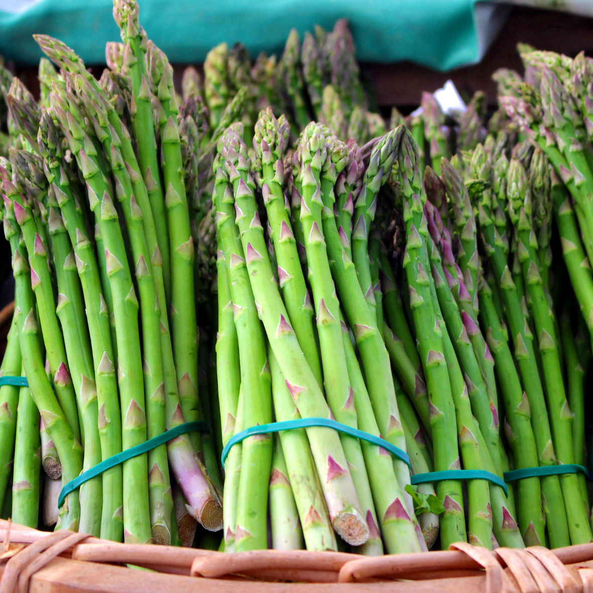 a basket of asparagus