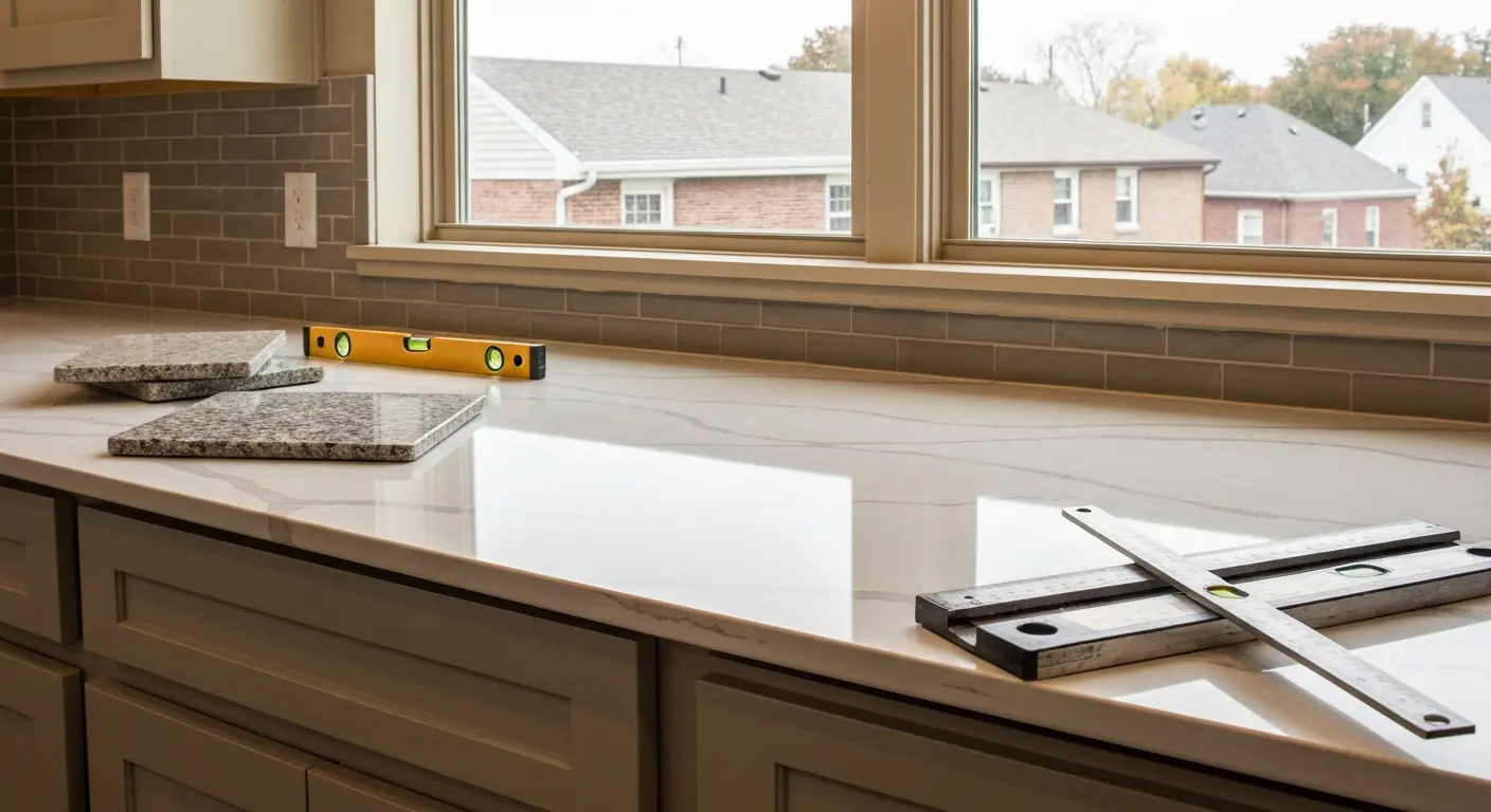 Quartz countertop installation