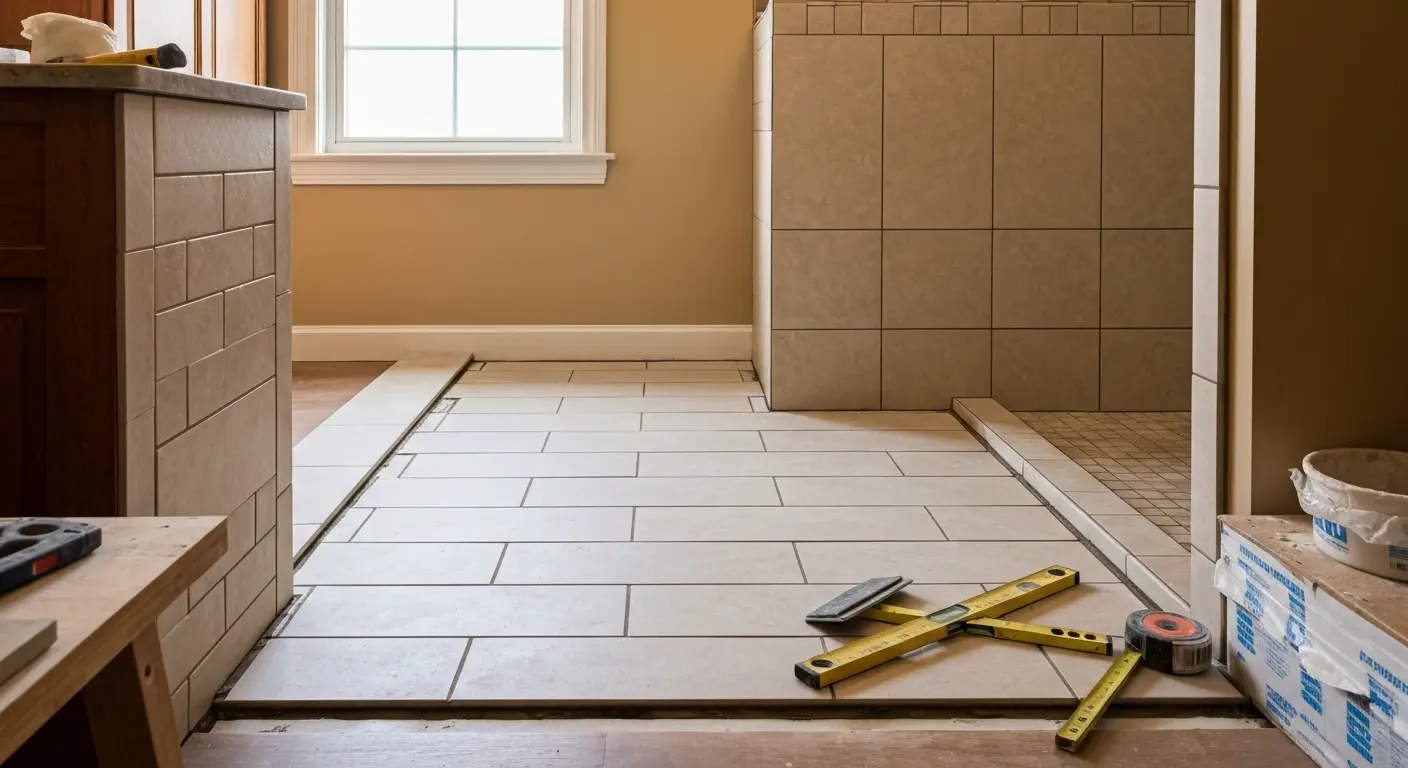 Bathroom floor tile installation