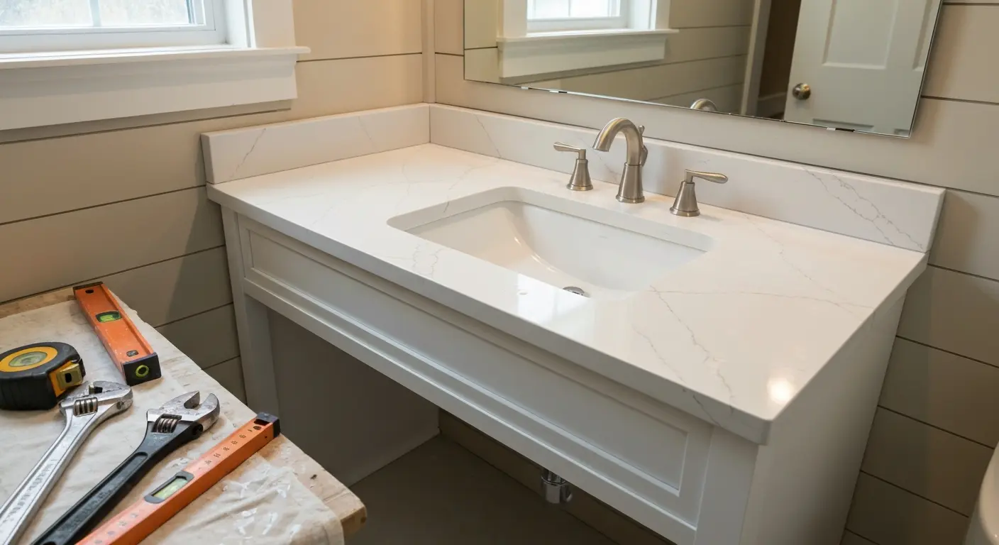 Single-sink bathroom vanity installation
