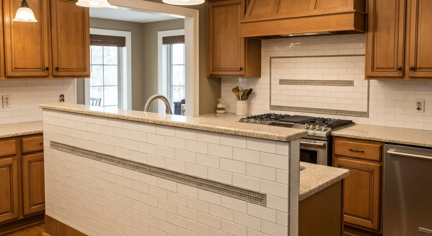 Kitchen island backsplash finishing