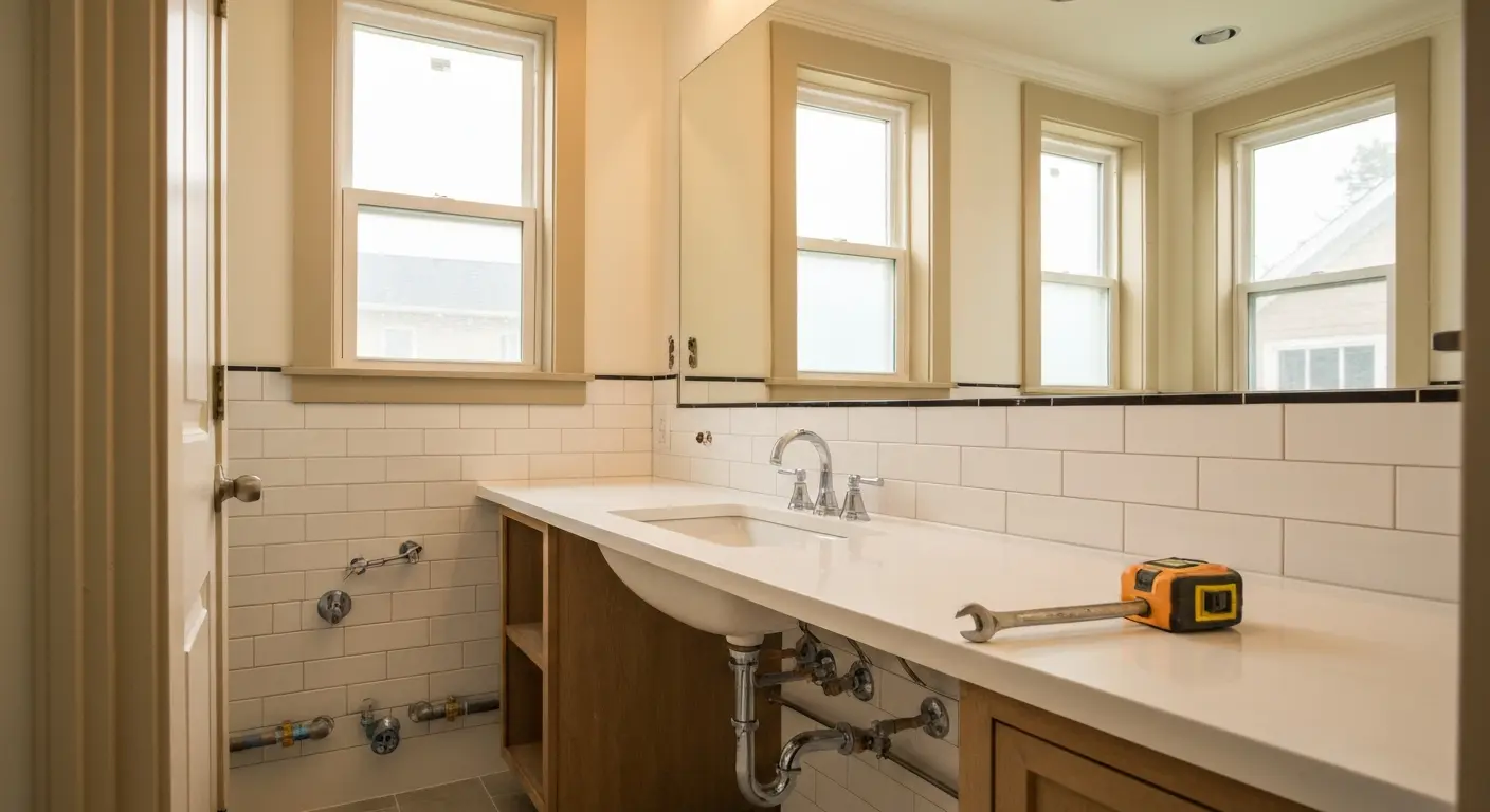 Bathroom remodel with new fixtures and tile