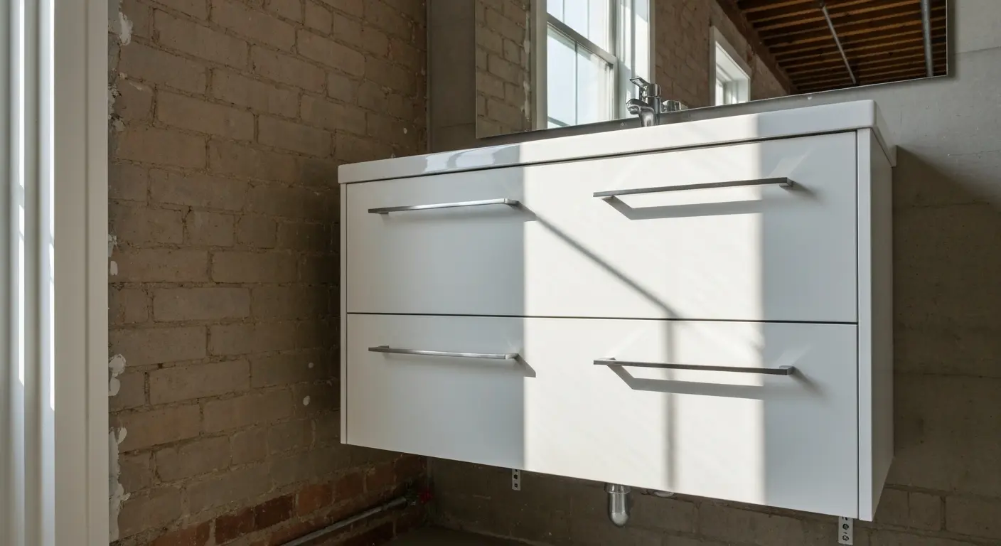 Floating bathroom vanity installation