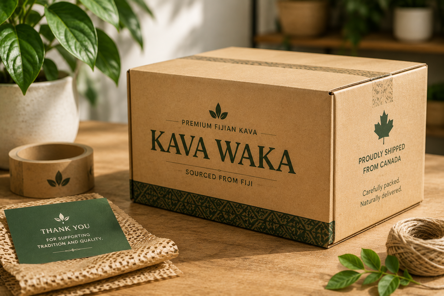 Kava Waka shipping box for Canadian fulfillment