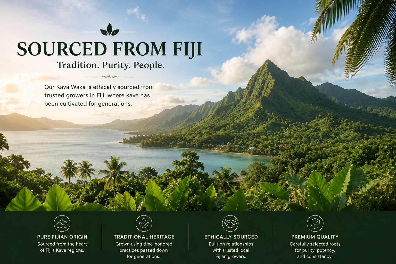 Fiji landscape representing South Pacific kava sourcing