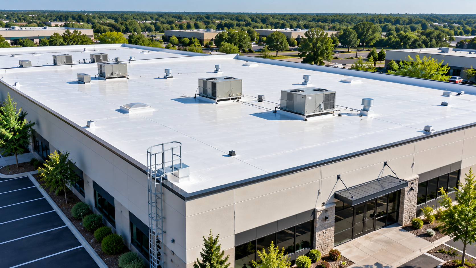 Completed commercial roofing project by Cool Noodle Roofing