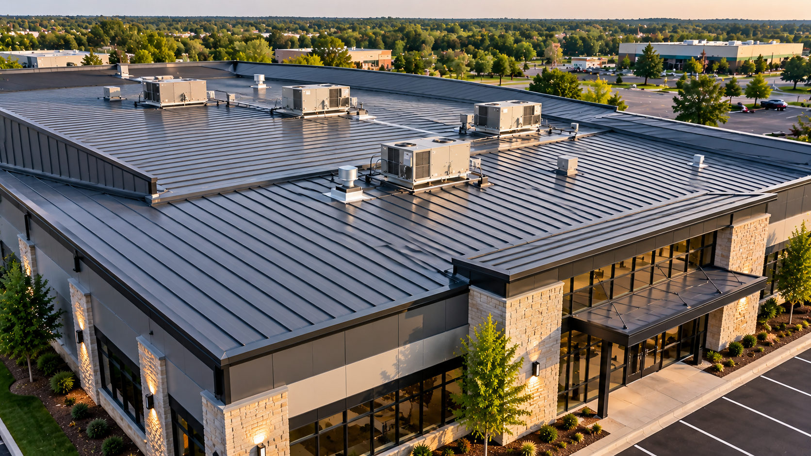 Commercial roof repair completed on a business property in Kansas City