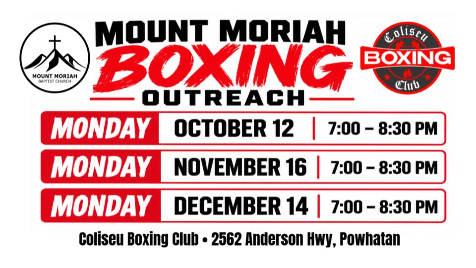 Mount Moriah Boxing Ministry boxing lessons flyer
