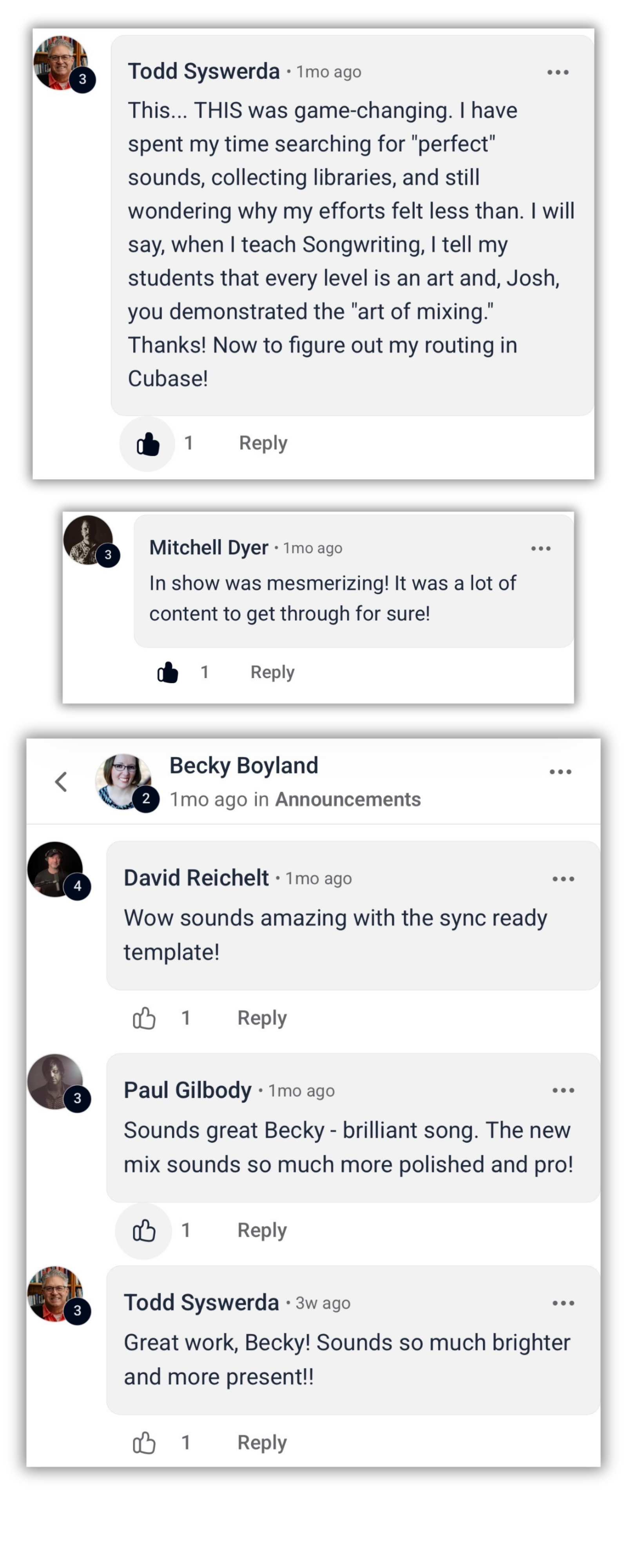 Community comment screenshot