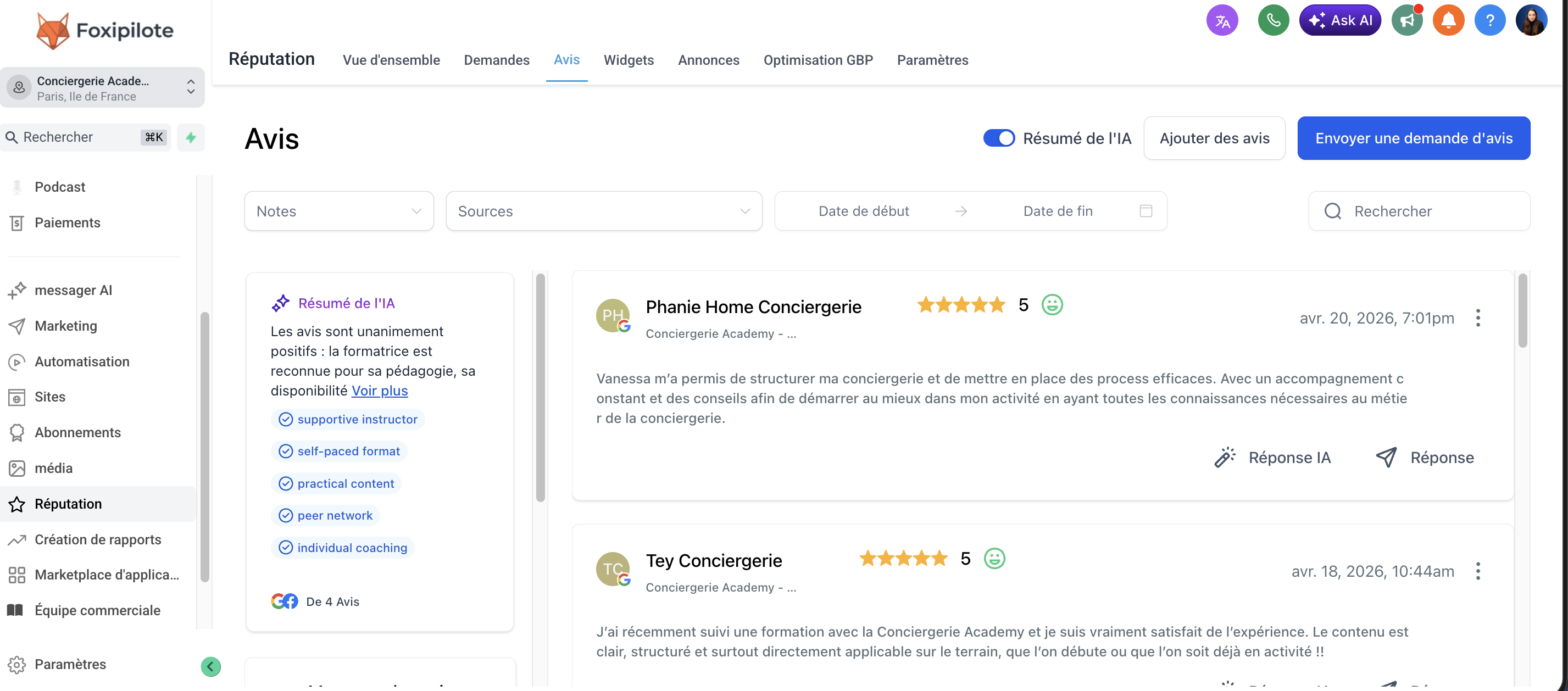 Avis & Réputation Foxipilote