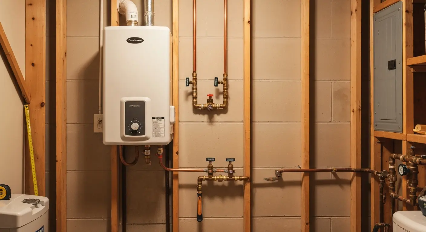 Tankless water heater installed