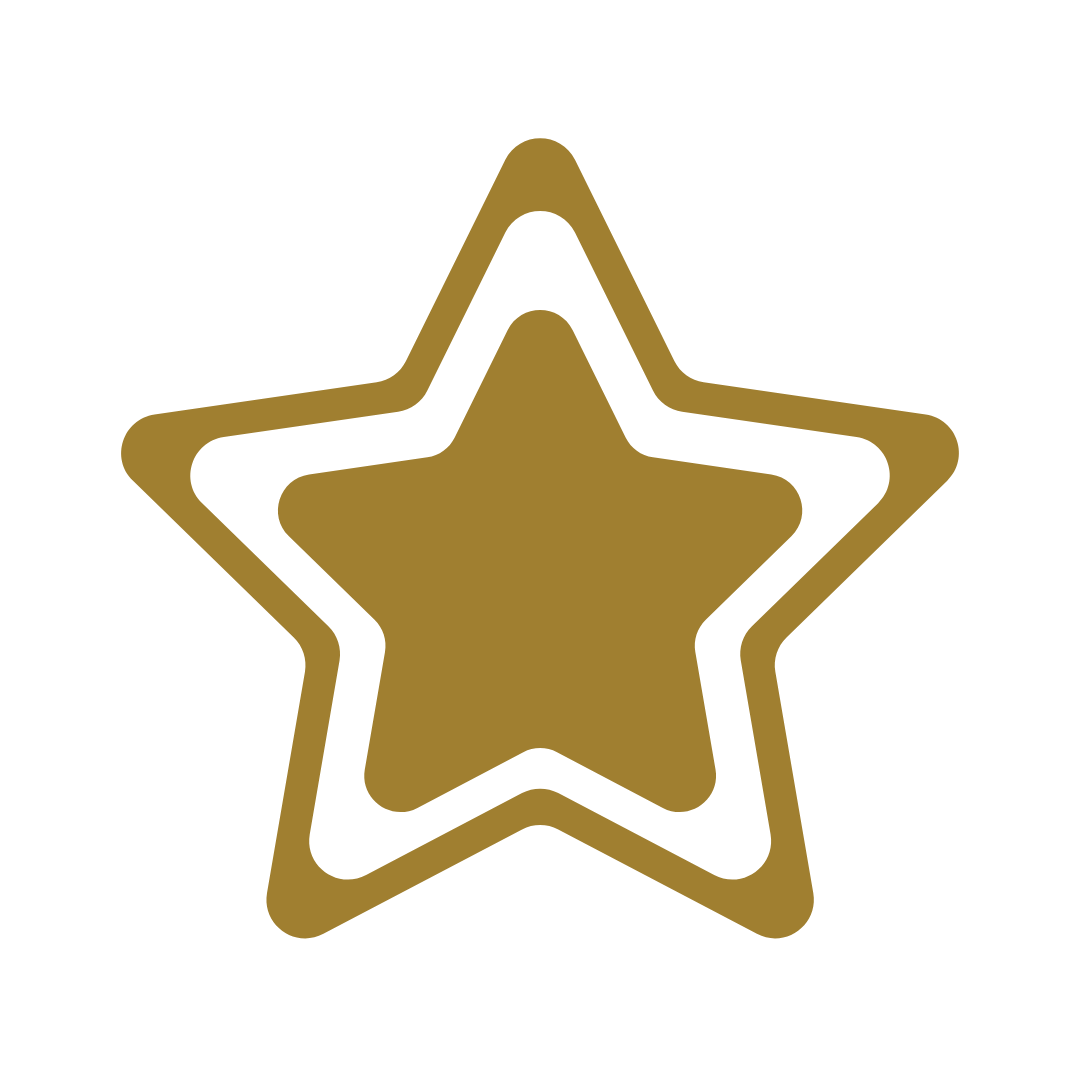 Stylized gold star icon on a white background, representing quality or excellence.