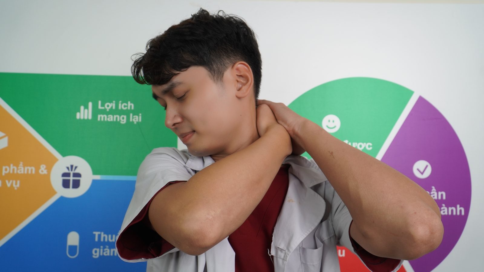 Bác sĩ Tú minh họa đau cổ vai gáy và cách phục hồi