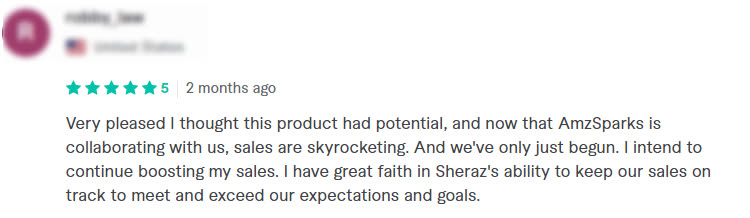 Client review screenshot: sales skyrocketing after PPC work