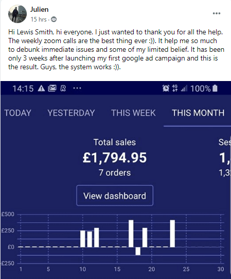 Picture of Julien celebrating £1794 sale