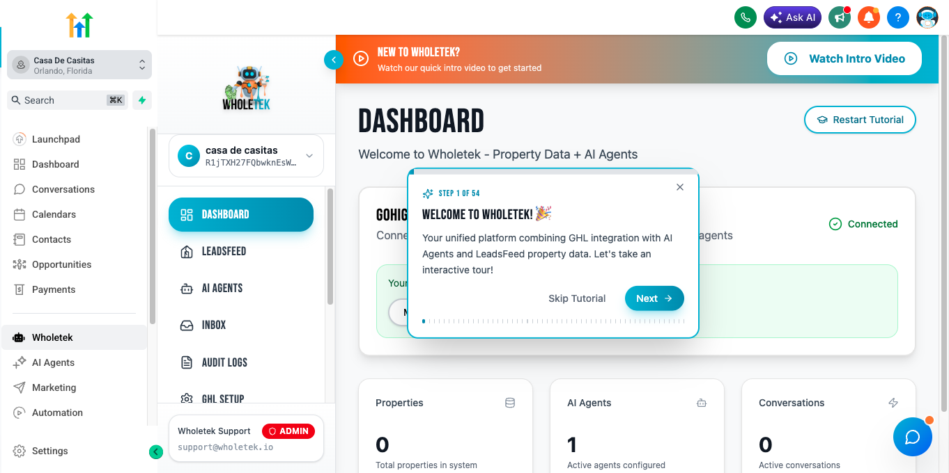 Wholetek installed natively inside GoHighLevel