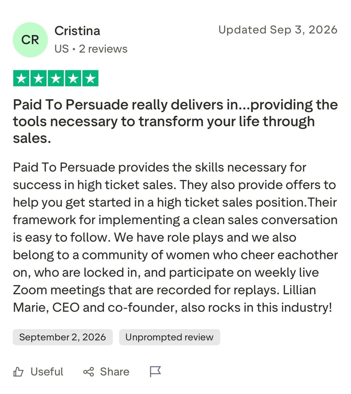 Testimonial screenshot 2