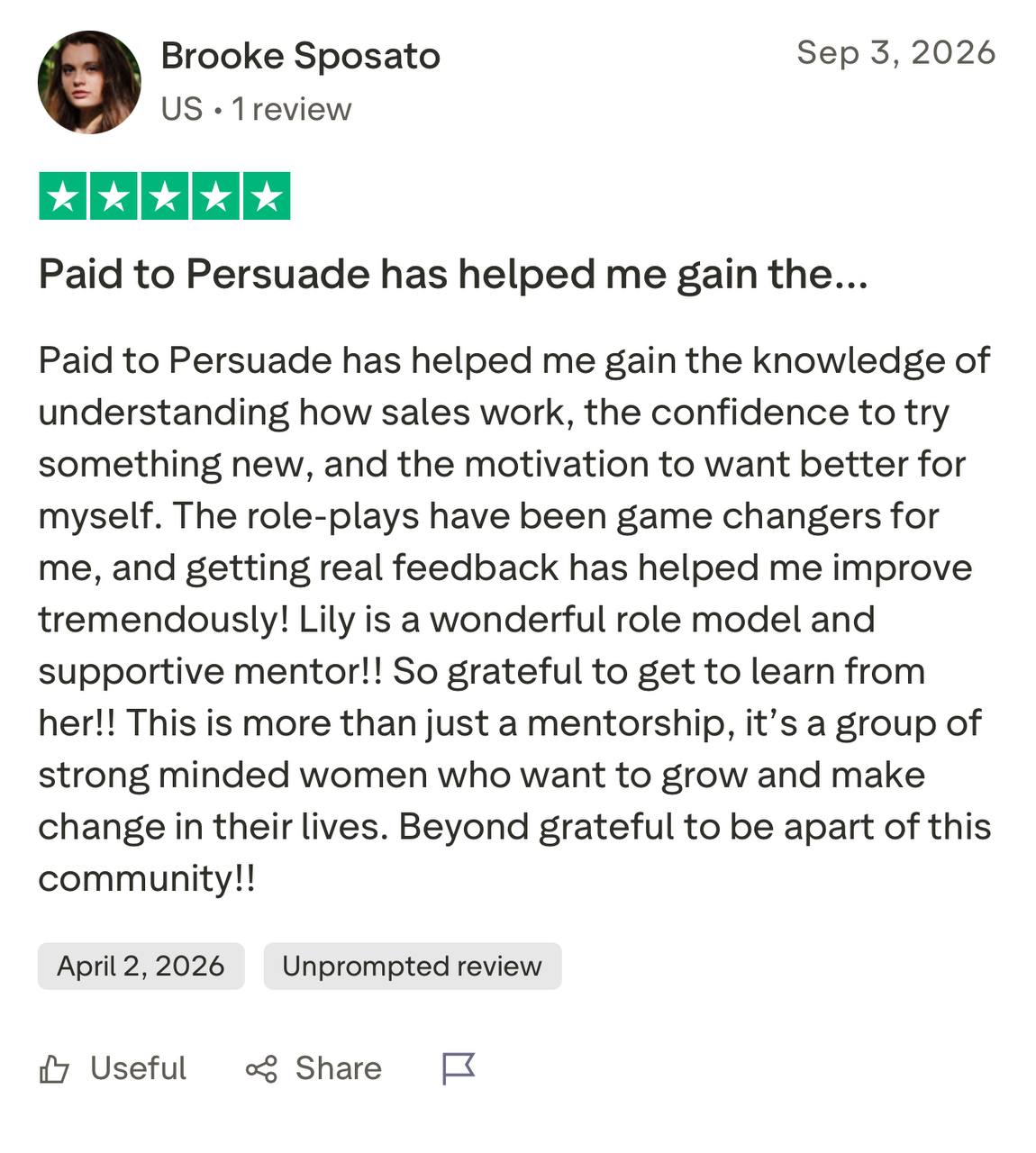 Testimonial screenshot 1