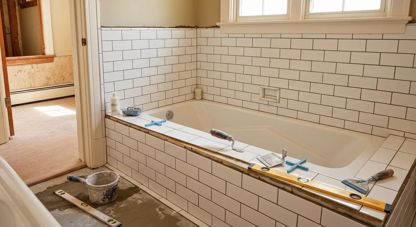 Tub surround tile installation