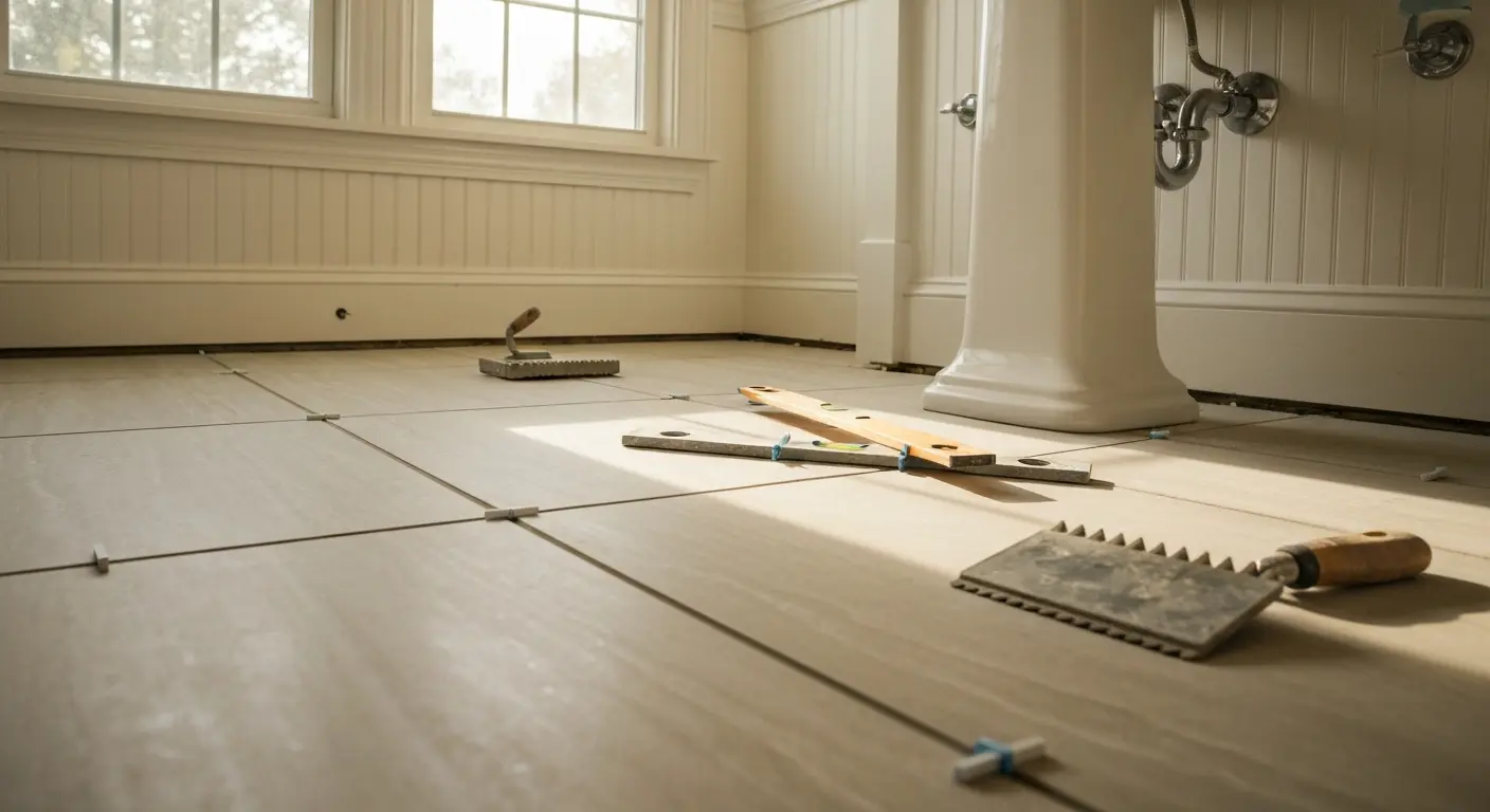 Porcelain tile bathroom installation